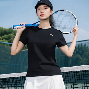 休闲短袖 女装 官方健身训练运动上衣 新款 安德玛女速干T恤2025冬季