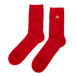 Adidas阿迪达斯马年本命年红色袜子2026相新年款中筒袜长袜KR2568