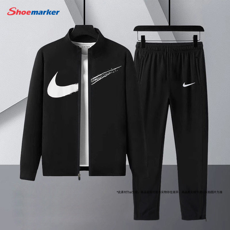 Nike耐克梭织夹克外套2025秋季新款男子套装黑色运动服长裤两件套