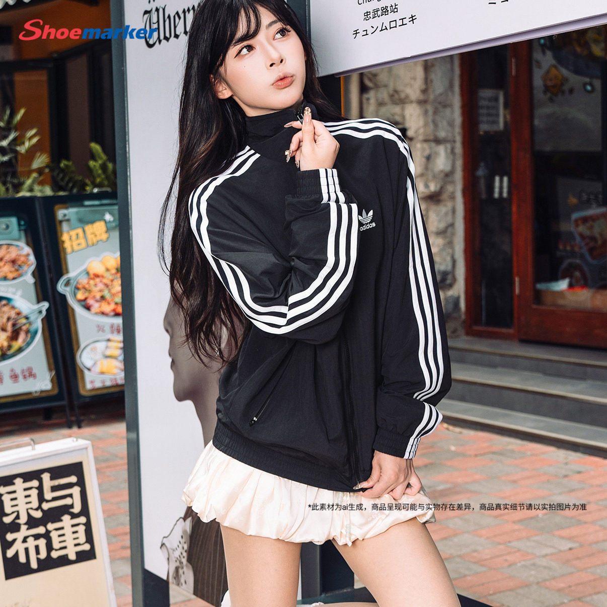 阿迪达斯女装外套官方正品运动服三叶草2026秋季新款三条纹夹克
