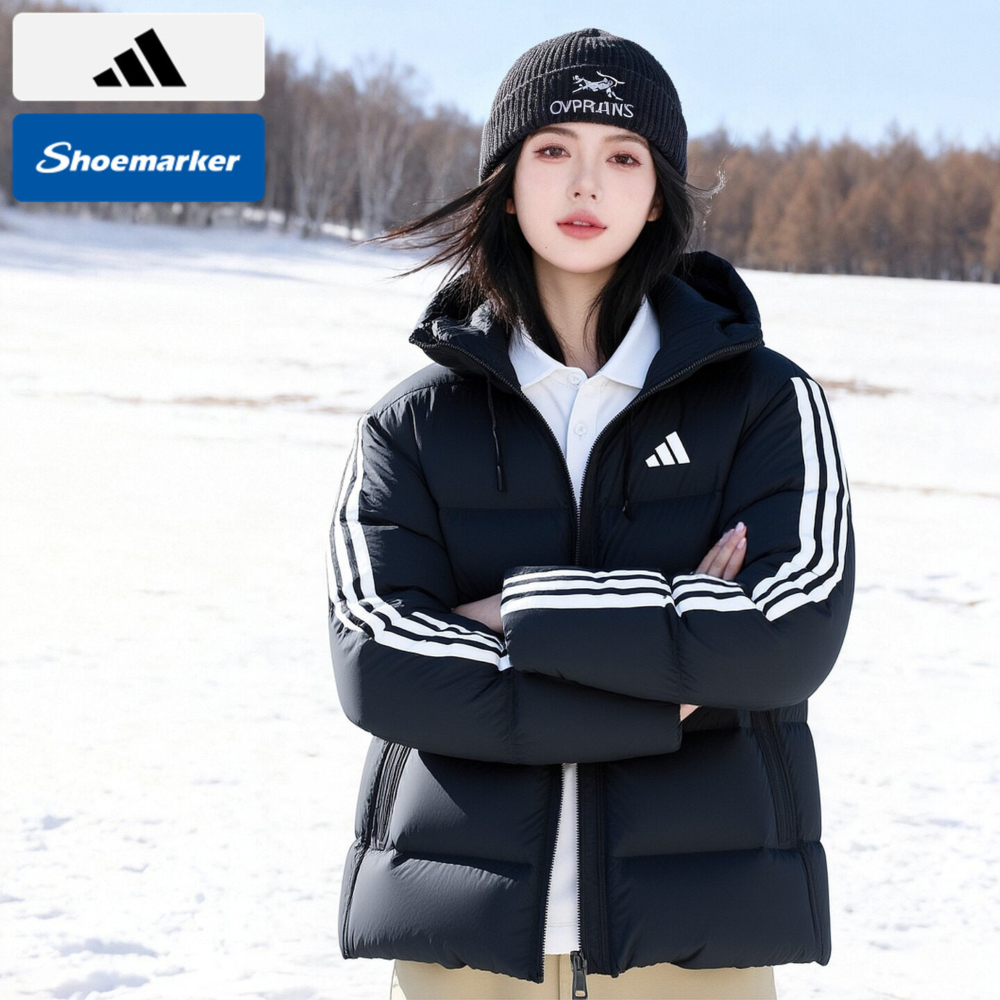 阿迪达斯加厚羽绒服男女2025春季新款连帽外套运动服防风保暖夹克