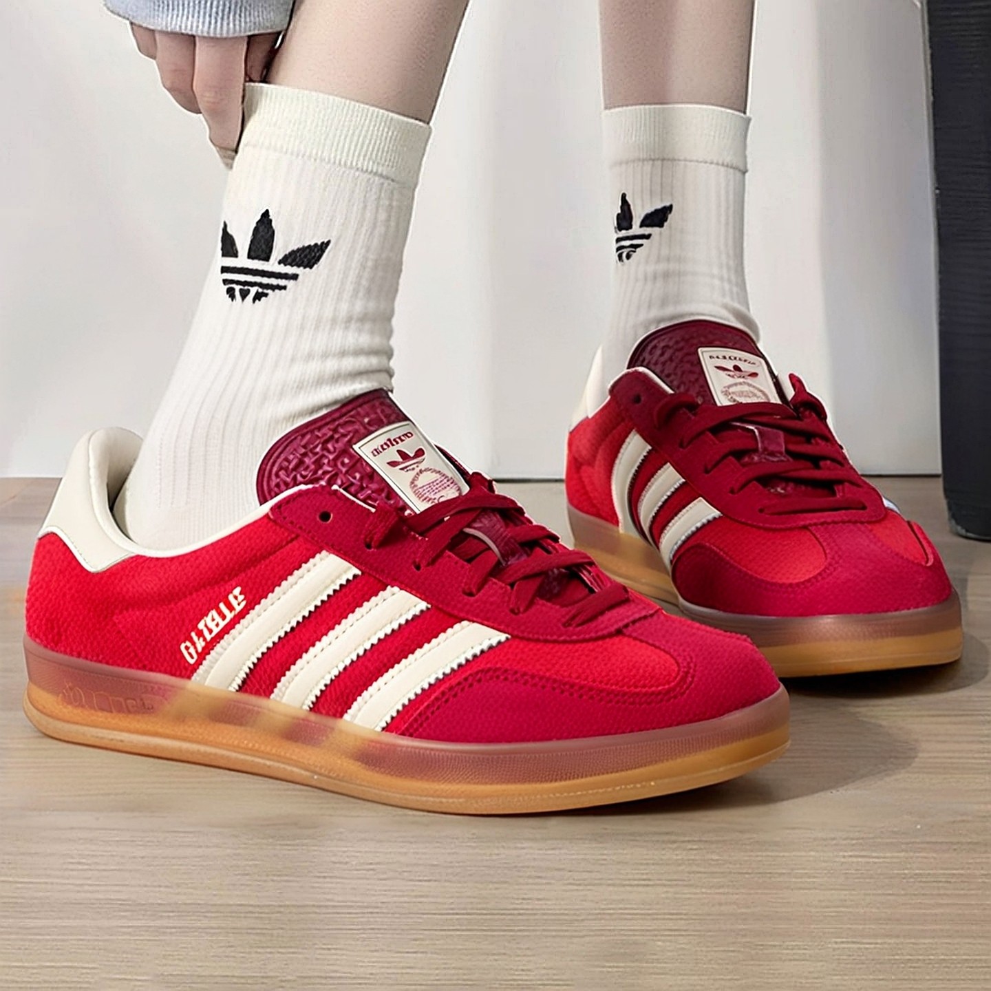 阿迪达斯三叶草红色德训鞋男鞋女鞋新款复古时尚运动休闲鞋IE1051