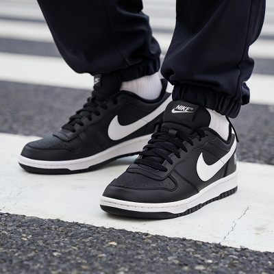 耐克官方正品男鞋2025冬季新款皮面运动鞋轻便黑色休闲鞋板鞋男款