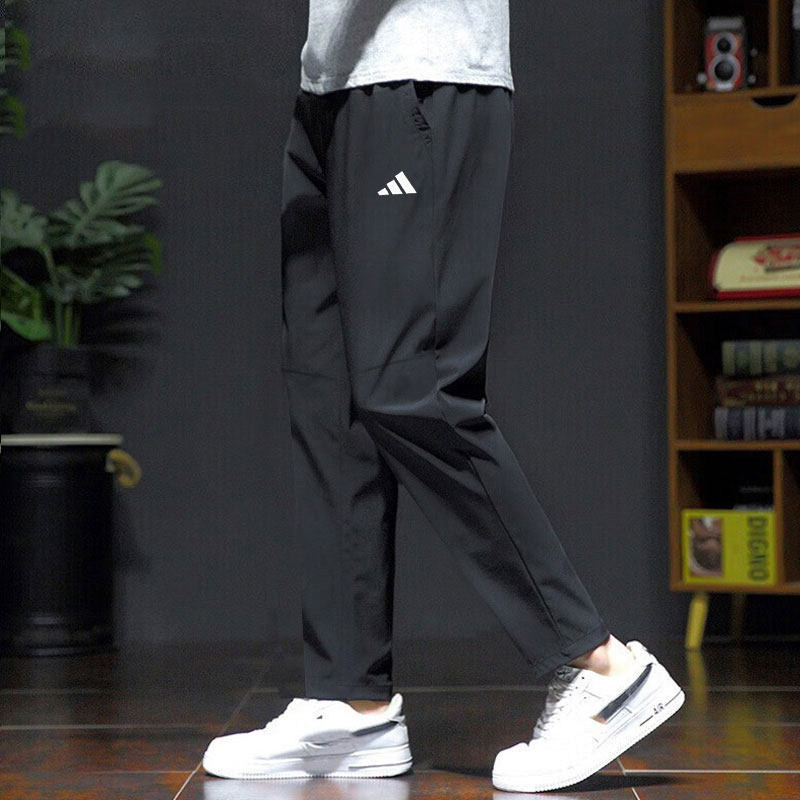 阿迪达斯速干裤子男裤夏季新款黑色运动裤冰丝休闲裤薄款透气长裤
