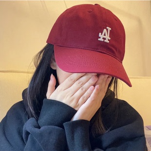 MLB官方棒球帽男帽女帽25新款 遮阳帽运动帽酒红色帽子情侣鸭舌帽