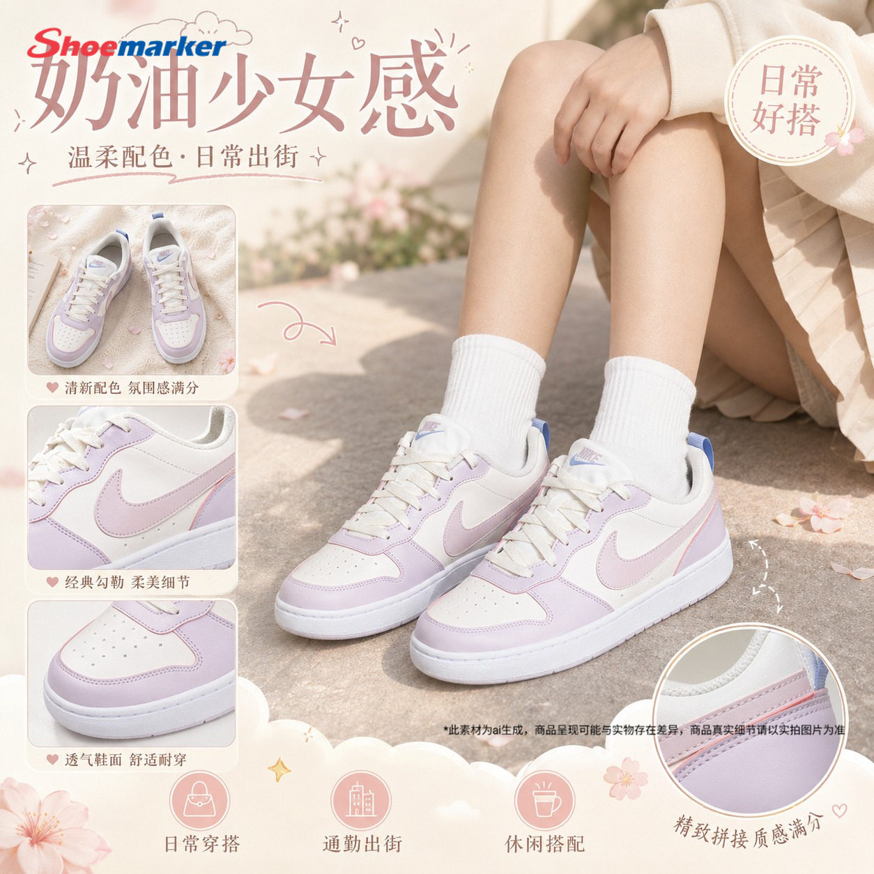 NIKE耐克官方正品女鞋2026夏季新款COURT运动鞋大童鞋休闲鞋板鞋
