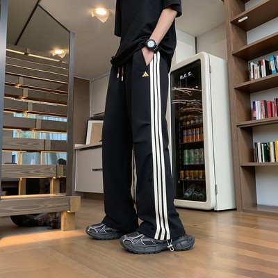 Adidas阿迪达斯黑色马年本命年新年款长裤下装男款直筒长裤KR3077