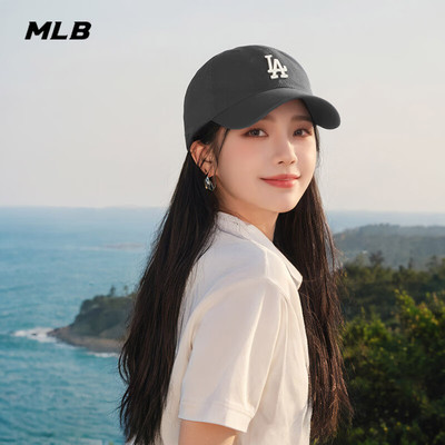 MLB官方灰色运动帽子棒球帽男女款弯檐LA冬季小标鸭舌帽3ACP7701N