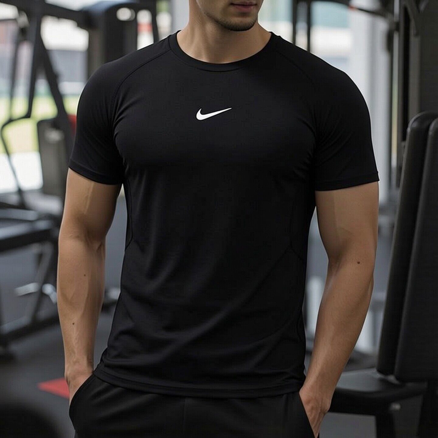 Nike耐克男子健身紧身训练服跑步透气短袖运动小勾T恤FB7933-010