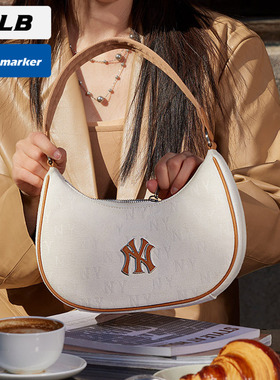 MLB官网女包2025新款NY老花运动包休闲手拎包挎包单肩包3ABQS014N