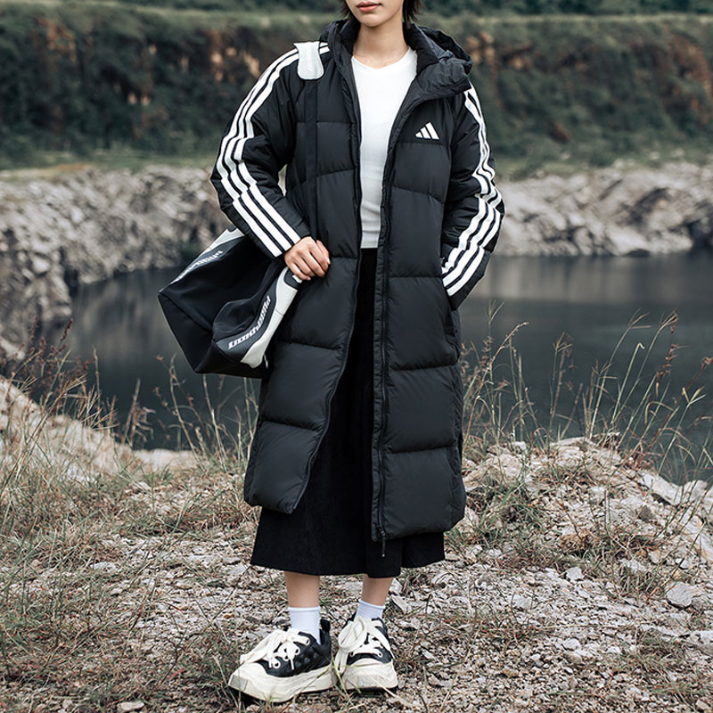 阿迪达斯长款羽绒服男女装25冬季新款保暖防风加厚保暖羽绒袄