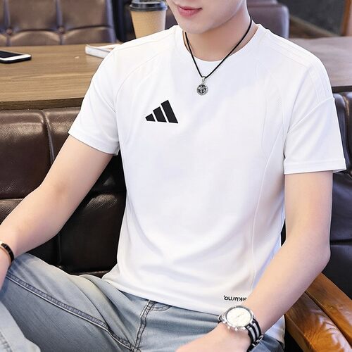 阿迪达斯短袖男2026夏季新款男装休闲比赛运动服白色T恤修身男士