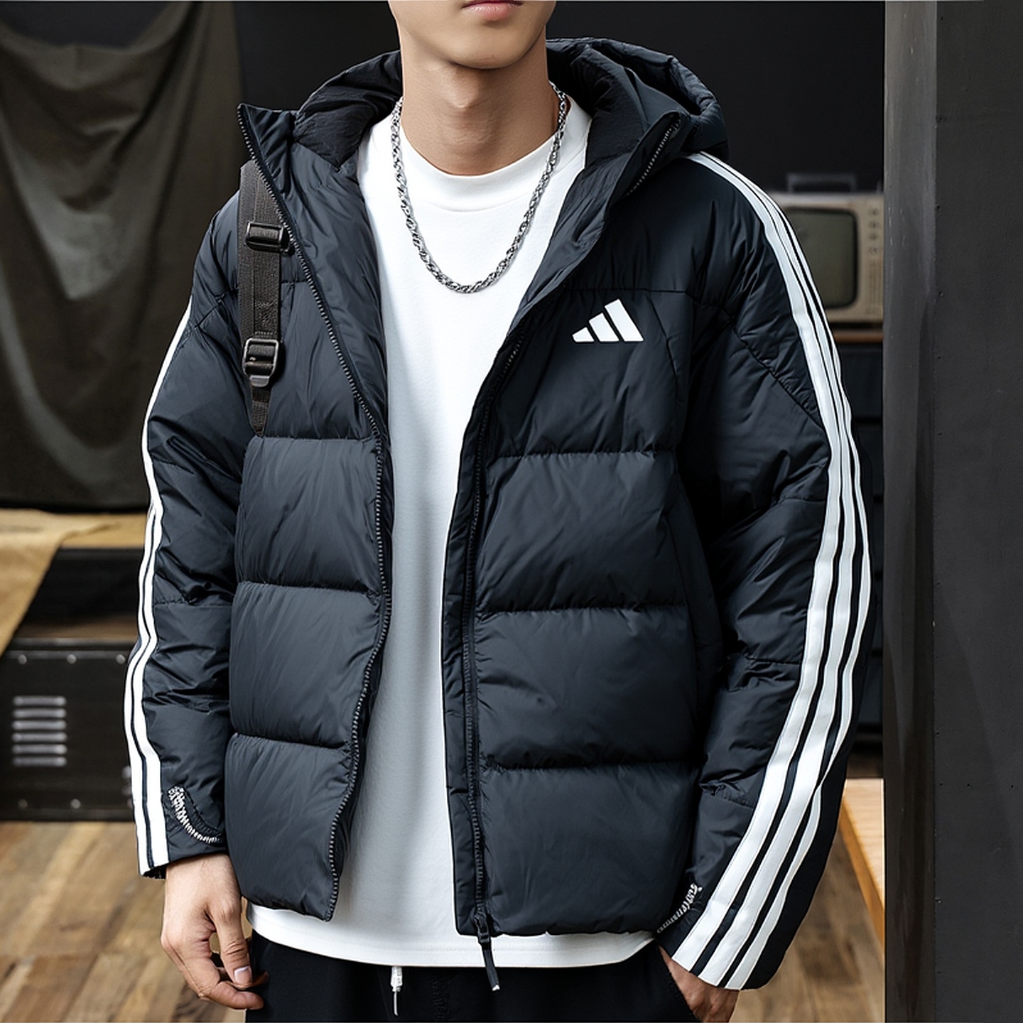 阿迪达斯男士羽绒服2025秋冬保暖羽绒加厚外套户外防风休闲运动服