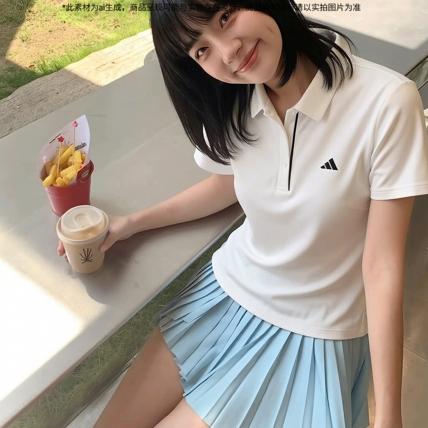 阿迪达斯正牌女子短袖T恤夏季新款白色透气polo衫运动服网球上衣