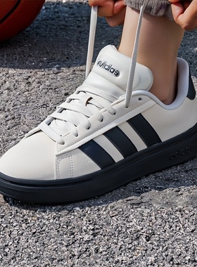 阿迪达斯男女鞋冬季新款GRAND COURT网球鞋灰色运动鞋板鞋休闲鞋