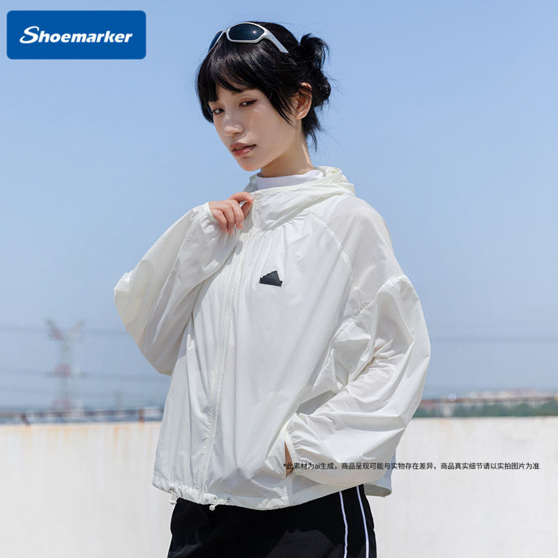 阿迪达斯连帽夹克女2024秋季新款upf50+服休闲薄款夹克运动服图片
