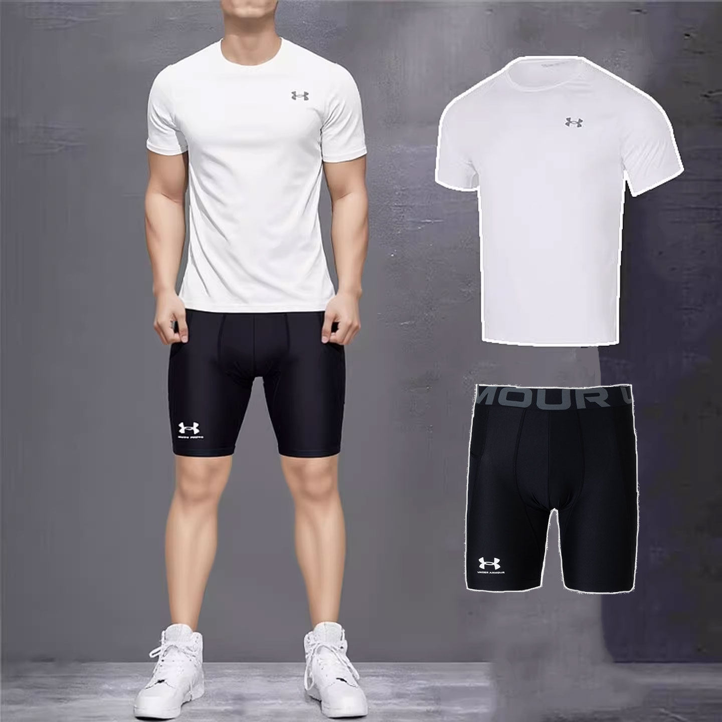 UA安德玛速干运动套装男士春季新款跑步篮球健身训练T恤短袖短裤,运动服/休闲服装,运动套装,淘宝优惠券,粉丝福利购,淘宝优惠卷