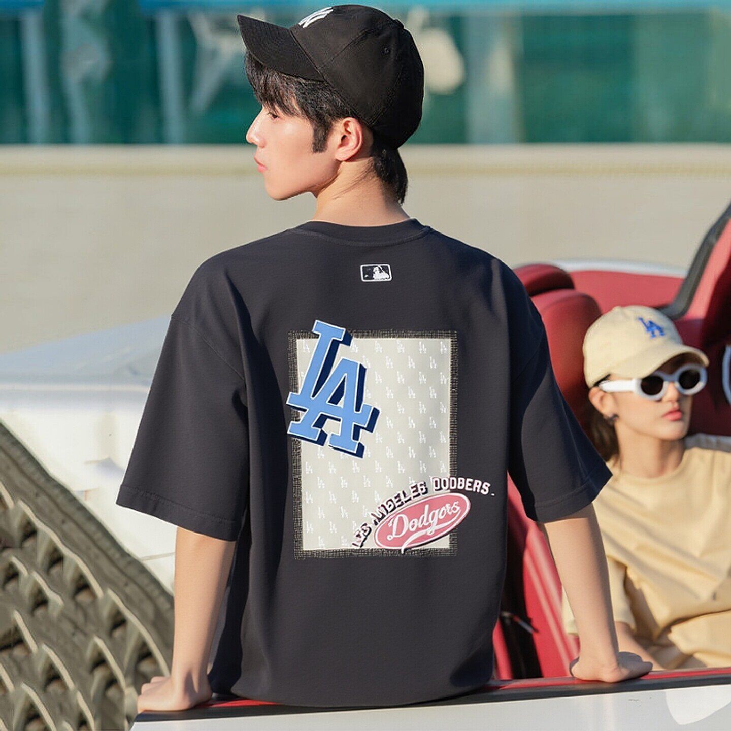 MLB纽约洋基男装女装26春季新款休闲透气T恤黑色复古老花情侣短袖