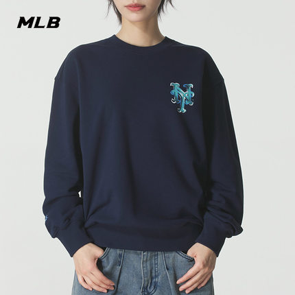 MLB官网圆领套头衫男女装2025冬季新款运动服休闲卫衣3AMTB3254