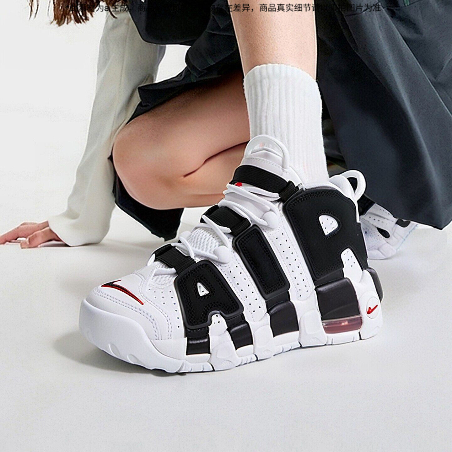 NIKE耐克童鞋皮蓬大AIR潮流休闲鞋透气高帮缓震气垫大童鞋运动鞋