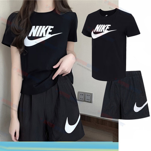 2025夏季 T恤宽松短裤 新款 透气短袖 运动服 套装 Nike耐克官方女装