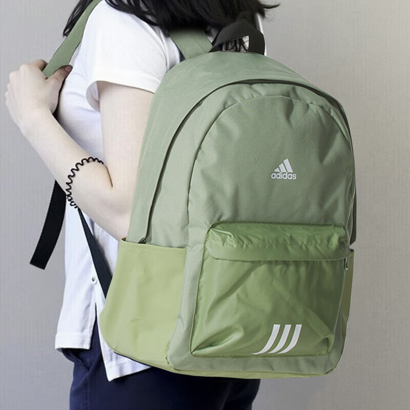 阿迪达斯绿色双肩包男包女包新款大容量学生书包旅行包运动包背包