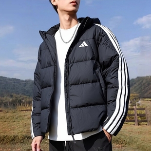 Adidas阿迪达斯男款羽绒服外套2025新款冬季保暖修身连帽羽绒外套
