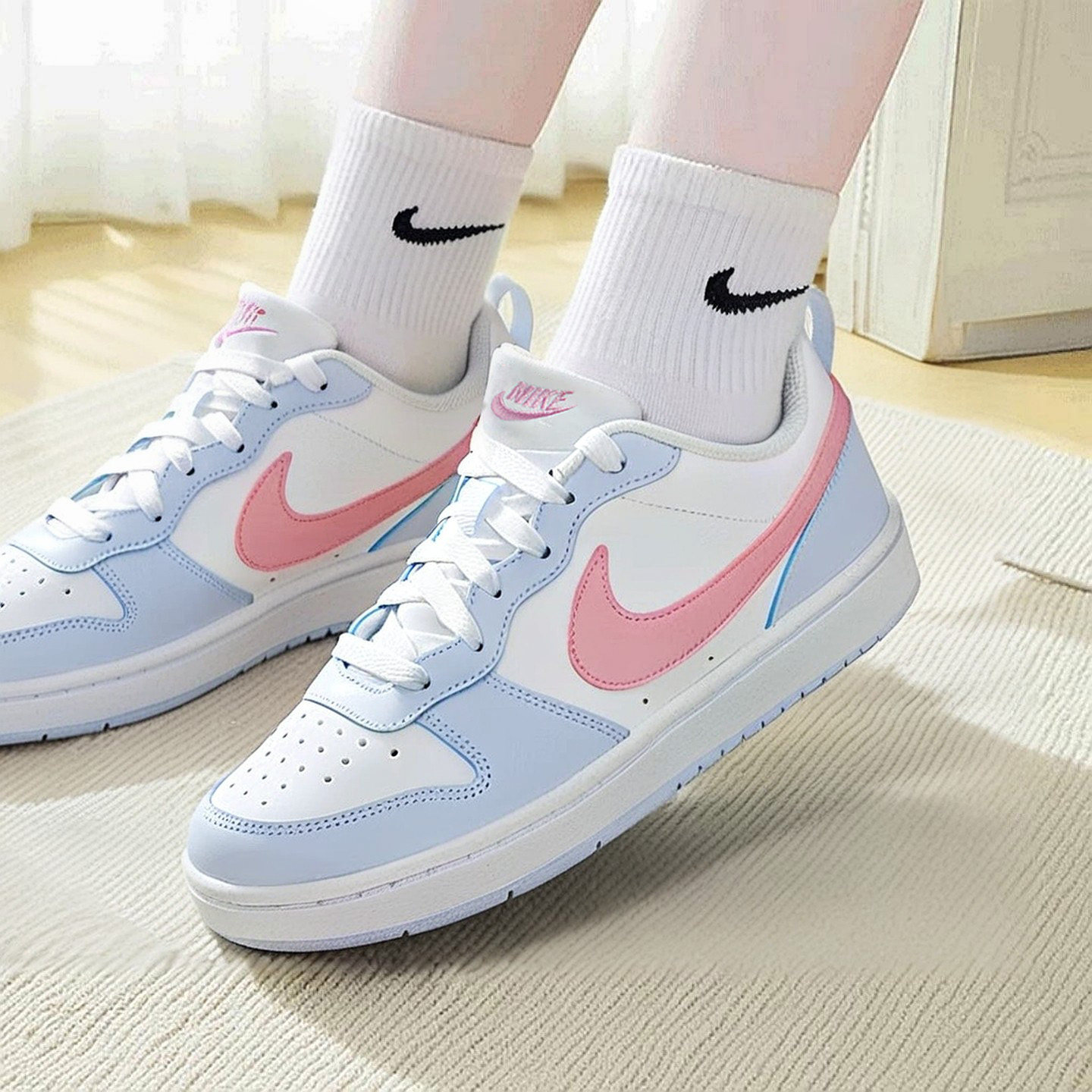 耐克春季新款男女童鞋NIKE正品COURT休闲板鞋平底运动女鞋IQ2725,运动鞋new,运动休闲鞋,淘宝优惠券,粉丝福利购,淘宝优惠卷