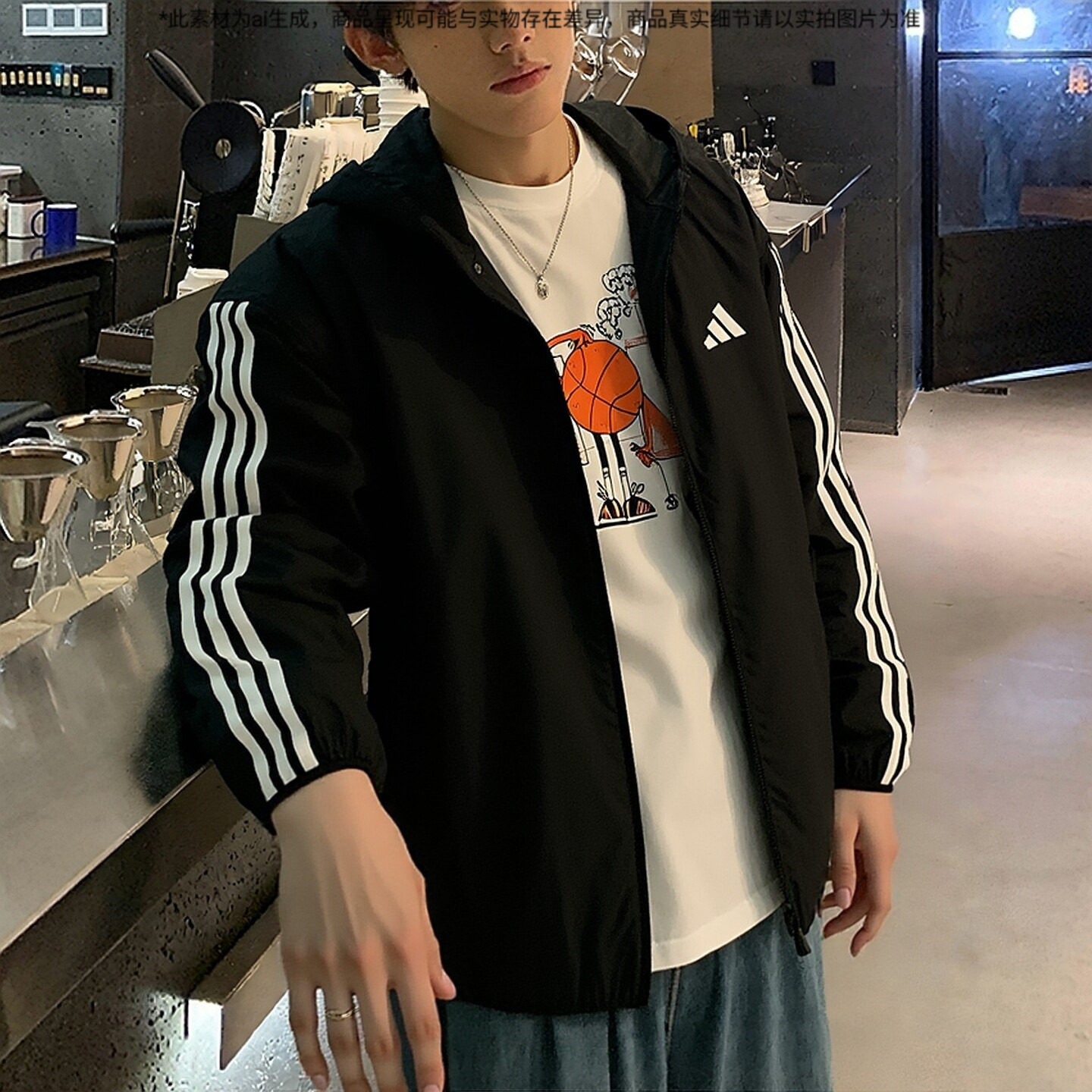 阿迪达斯外套男2026秋季新款三条纹运动服上衣连帽薄款外套IM7848
