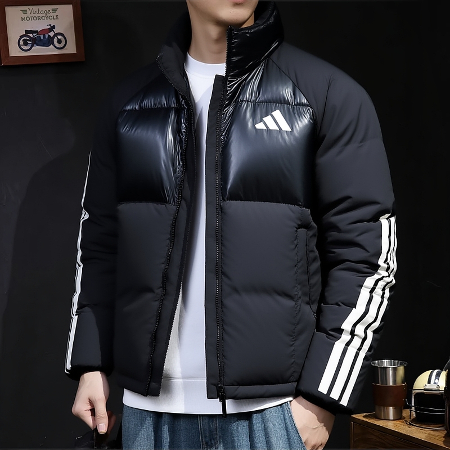 阿迪达斯羽绒服男装2025年冬季新款户外防风保暖运动夹克加厚外套