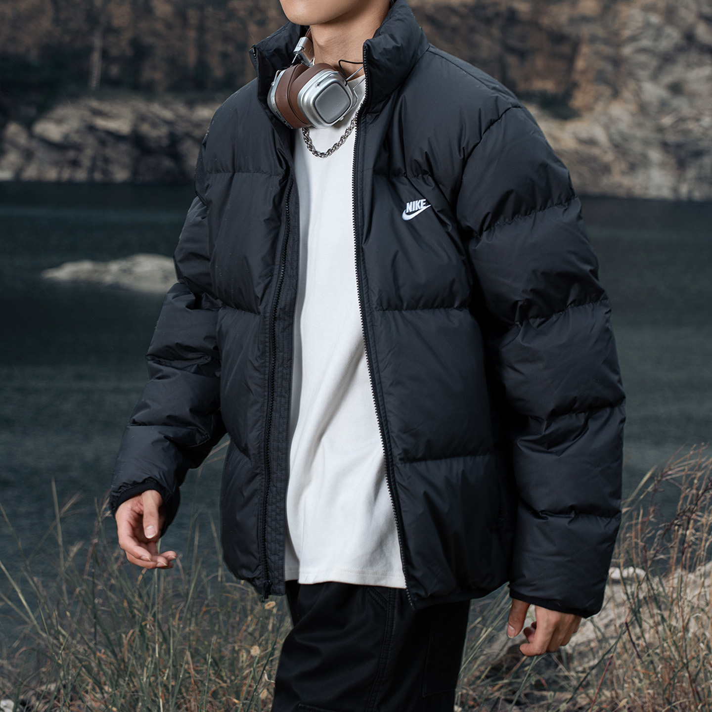 NIKE耐克羽绒服男装2025冬季新款男士立领加厚棉羽运动外套IB2976