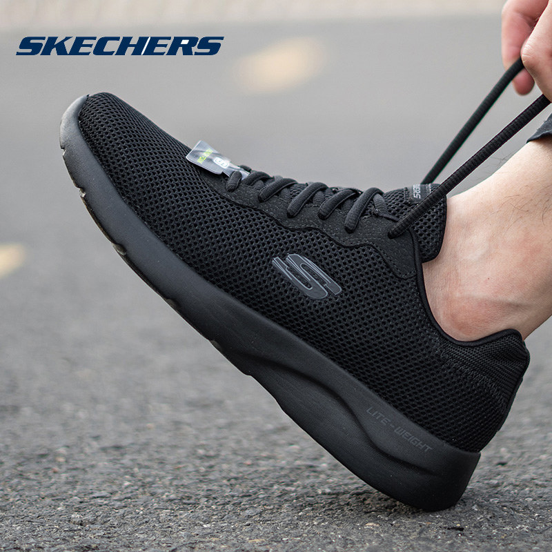 斯凯奇跑步鞋男夏季减震透气网鞋休闲运动鞋黑色训练鞋58362-BBK