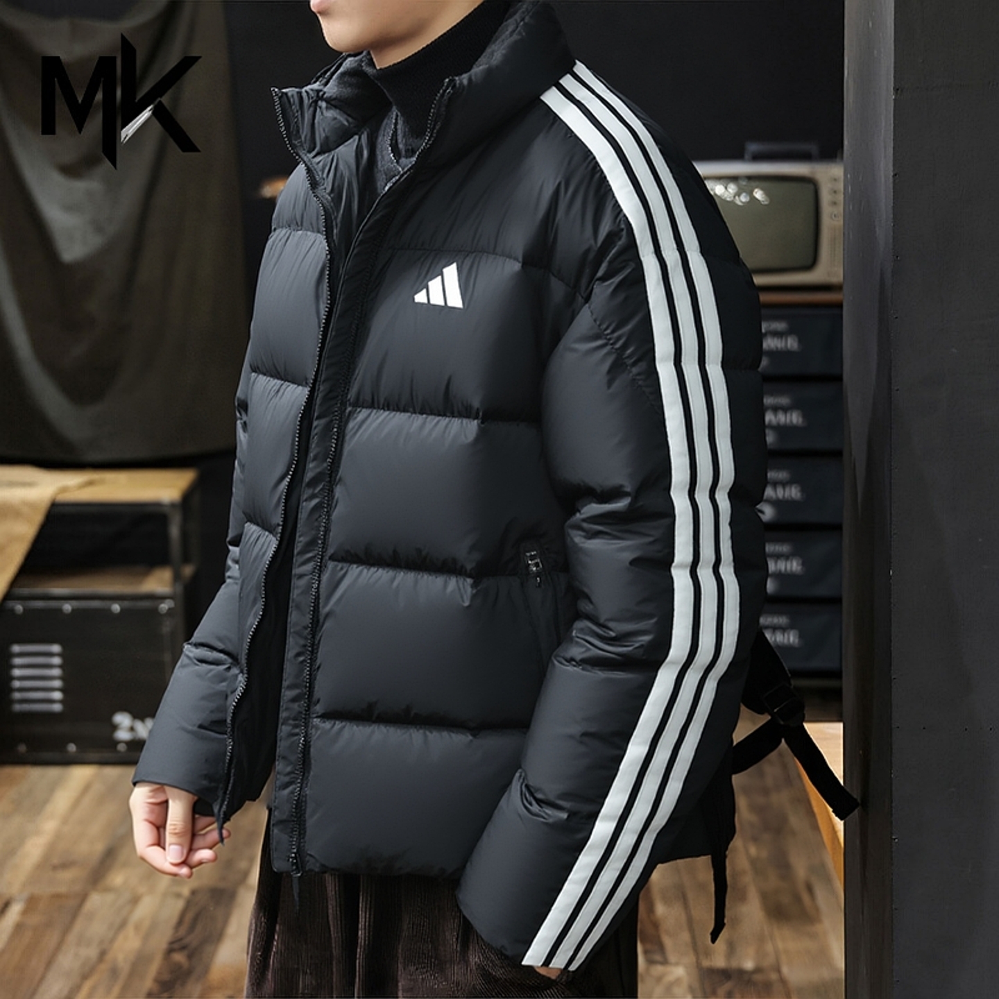 阿迪达斯羽绒服男25冬季新款保暖加厚外套户外防风休闲运动面包服