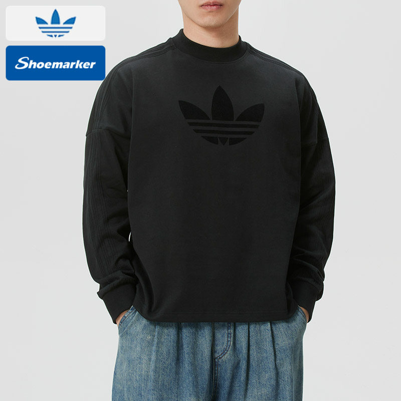 阿迪达斯三叶草男女装2026春季新款运动服长袖T恤圆领打底套头衫