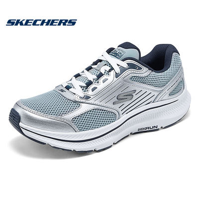 斯凯奇男鞋跑步鞋网面透气鞋厚底耐磨休闲运动鞋白色健步鞋220884