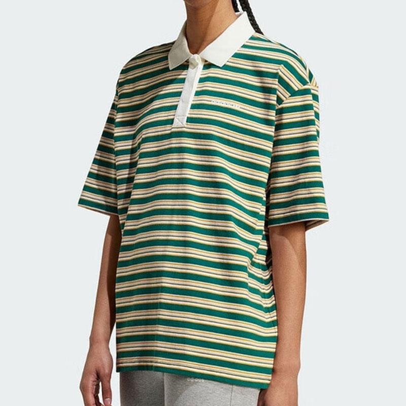 阿迪达斯三叶草夏季款女复古撞色运动短袖翻领POLO衫 JC6162