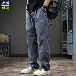 裤 休闲 男夏季 薄款 纯棉宽松直筒运动长 美式 2025新款 覆古拼接工装