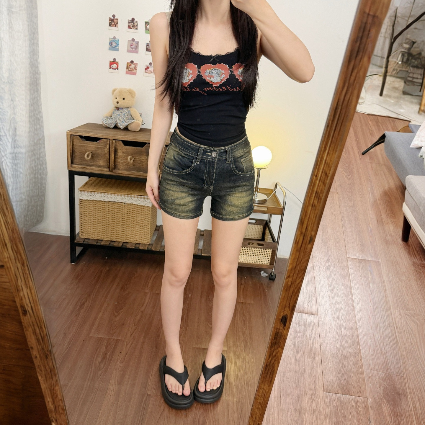 美式辣妹A字显瘦牛仔短裤女