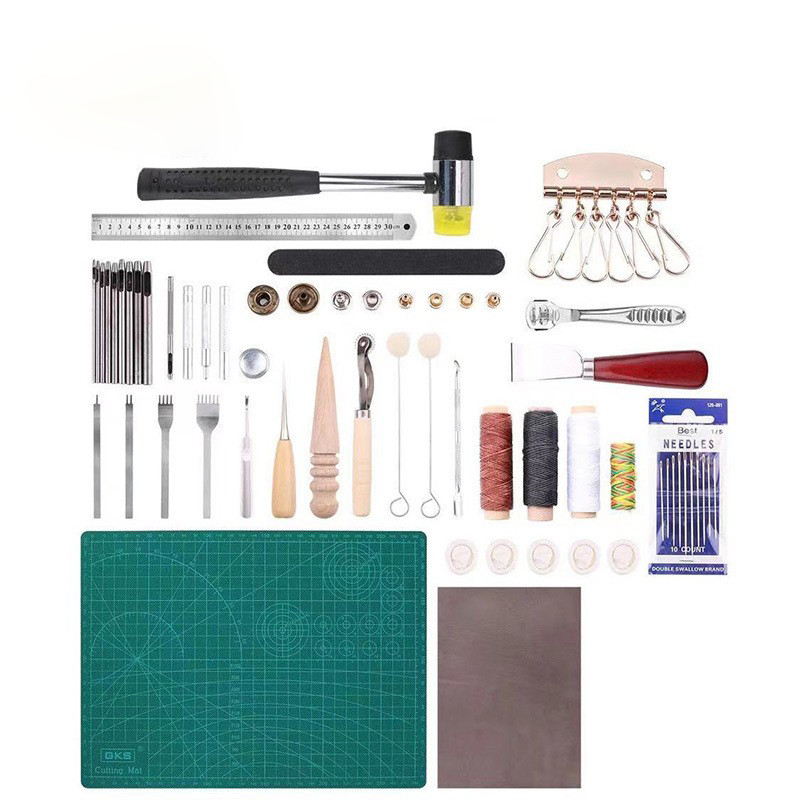 DIY皮革工具 手艺皮革工具套装 手缝菱斩工艺套装69Pcs