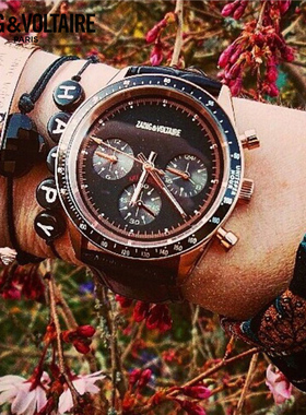 Zadig & Voltaire大师系列嘻哈旅伴米白色表盘钢玫瑰金表框灰色