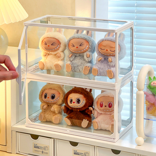 玻璃labubu展示盒拉布布收纳盒搪胶娃娃陈列娃柜挂件手办防尘盒子