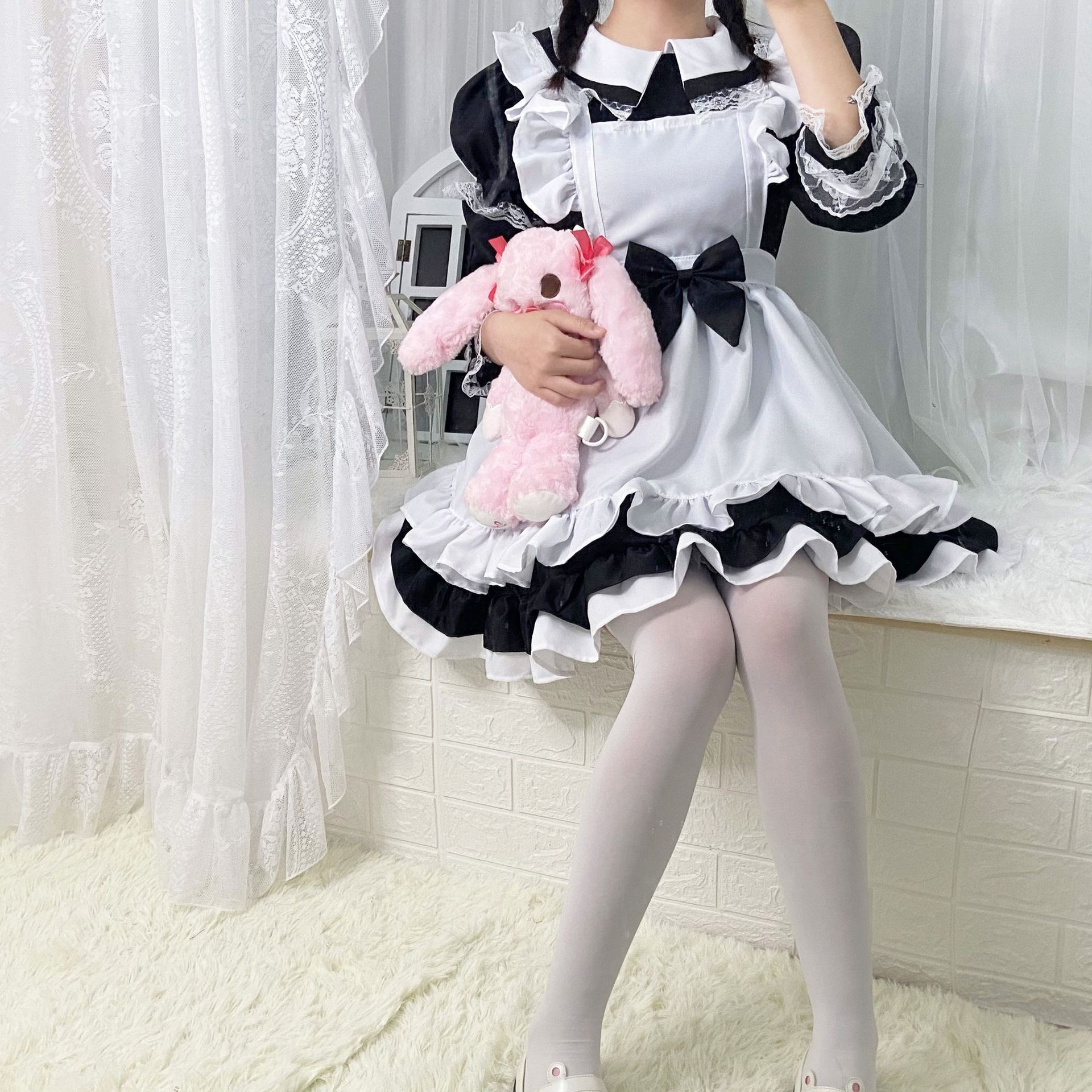 爱丽丝梦幻仙境女仆装 cosplay服装 lolita长袖软妹萌公主裙