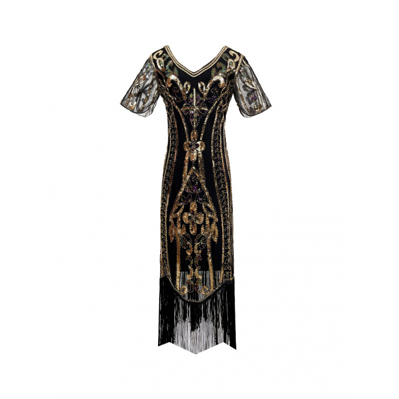 亚马逊1920S亮片流苏裙复古聚会晚宴礼服裙表演服了不起的盖茨比