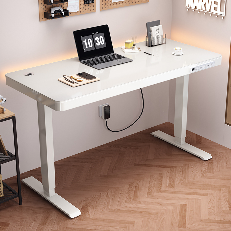 电动升降桌智能钢化玻璃电脑桌家用电竞桌学习办公工作台书桌子