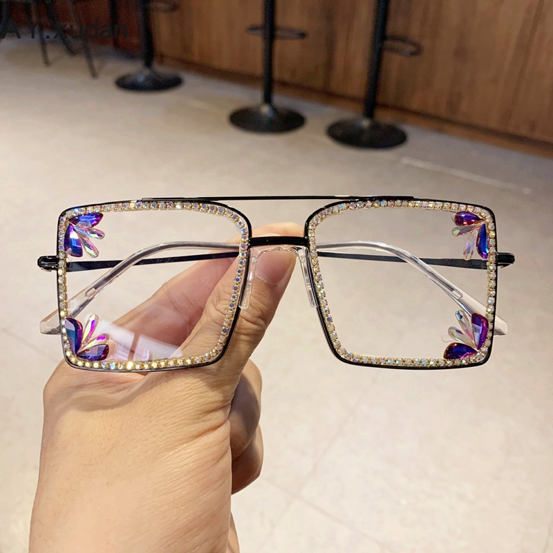 太阳眼镜女时尚潮镶钻欧美夸张闪钻金属方框墨镜舞台派对演唱会