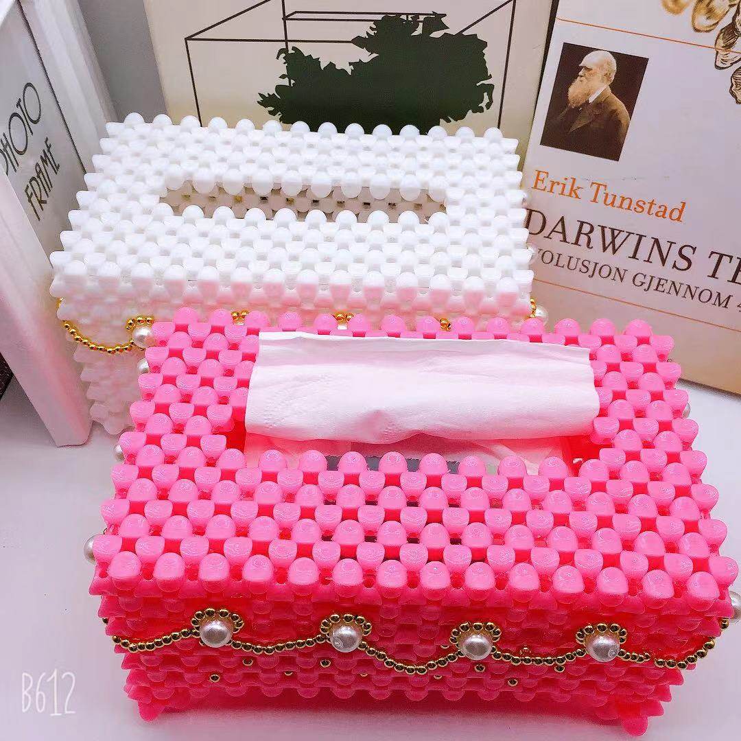 diy手工编织成品串珠抽纸盒家居创意摆件客厅欧式纸巾盒