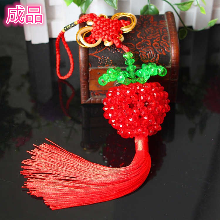DIY车挂手工串珠苹果中国结财运