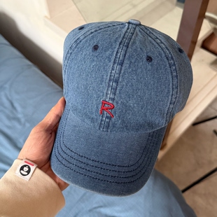 减龄牛仔~韩国复古水洗大头围棒球帽子男女同款显脸小宽檐鸭舌帽