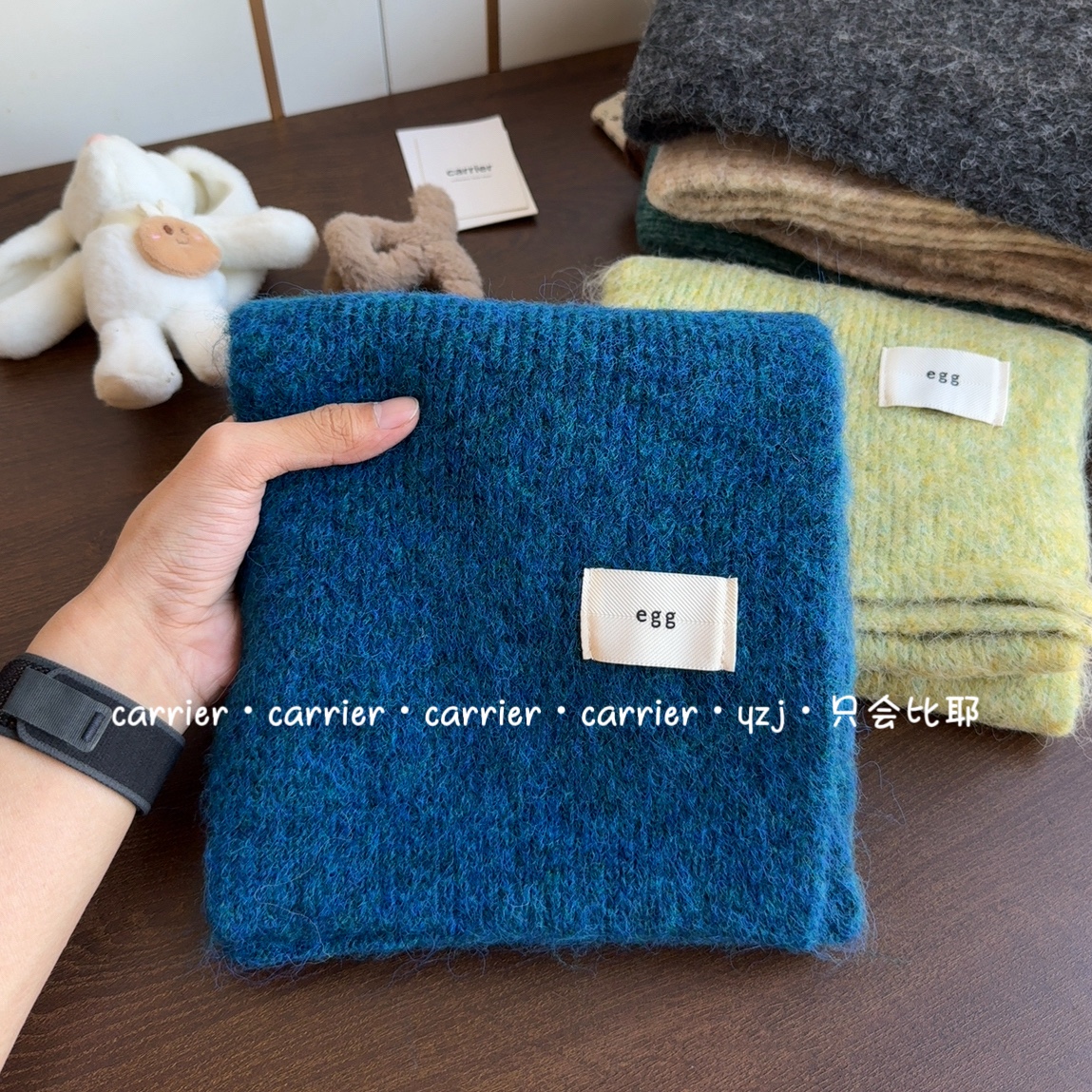Carrier Egg毛茸茸软糯羊毛混纺围巾韩版显白百搭情侣款保暖围脖