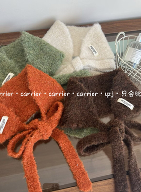 Carrier 韩系可爱羊羔毛系带围脖耳罩女保暖百搭显脸小护耳帽围巾